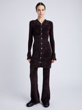 Proenza Schouler front image of model wearing Evie Knit Pant in Chenille in HICKORY