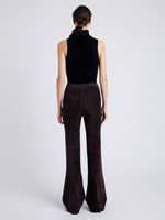 Proenza Schouler back image of model wearing Evie Knit Pant in Chenille in HICKORY