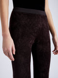 Proenza Schouler detail image of model wearing Evie Knit Pant in Chenille in HICKORY