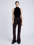 Proenza Schouler front image of model wearing Evie Knit Pant in Chenille in HICKORY