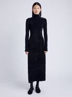 Proenza Schouler front image of model wearing Jude Knit Dress in Chenille in BLACK