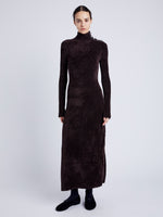 Proenza Schouler Front image of model wearing Jude Knit Dress in Chenille in HICKORY