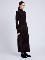 Proenza Schouler Side image of model wearing Jude Knit Dress in Chenille in HICKORY