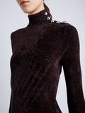 Proenza Schouler Detail image of model wearing Jude Knit Dress in Chenille in HICKORY