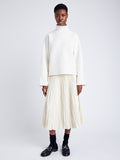 Proenza Schouler front image of model wearing Asher Sweater in Brushed Knit in EGGSHELL