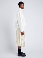 Proenza Schouler side image of model wearing Asher Sweater in Brushed Knit in EGGSHELL