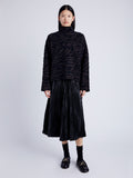 Proenza Schouler front image of model wearing Asher Sweater in Brushed Knit in HICKORY/BLACK