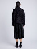 Proenza Schouler back image of model wearing Asher Sweater in Brushed Knit in HICKORY/BLACK