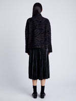 Proenza Schouler back image of model wearing Asher Sweater in Brushed Knit in HICKORY/BLACK