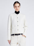 Proenza Schouler cropped front image of model wearing Josephine Jacket in Brushed Knit in EGGSHELL