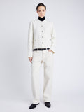 Proenza Schouler front image of model wearing Josephine Jacket in Brushed Knit in EGGSHELL