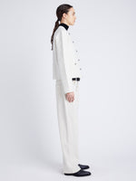 Proenza Schouler side image of model wearing Josephine Jacket in Brushed Knit in EGGSHELL