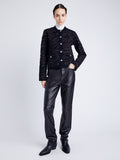 Proenza Schouler front image of model wearing Josephine Jacket in Brushed Knit in HICKORY/BLACK