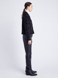 Proenza Schouler side image of model wearing Josephine Jacket in Brushed Knit in HICKORY/BLACK