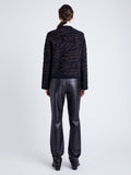 Proenza Schouler back image of model wearing Josephine Jacket in Brushed Knit in HICKORY/BLACK