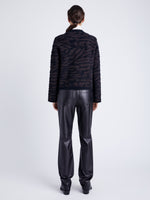 Proenza Schouler back image of model wearing Josephine Jacket in Brushed Knit in HICKORY/BLACK