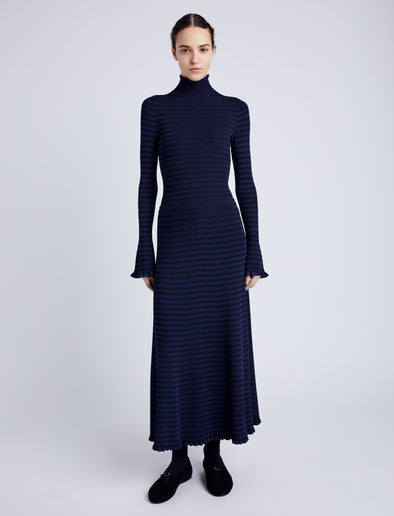 Proenza Schouler front image of model wearing Stina Knit Skirt in Geo Knits in NAVY/BLACK