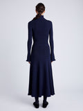 Proenza Schouler back image of model wearing Stina Knit Skirt in Geo Knits in NAVY/BLACK