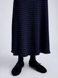 Proenza Schouler detail image of model wearing Stina Knit Skirt in Geo Knits in NAVY/BLACK