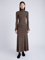 Proenza Schouler front image of model wearing Stina Knit Skirt in Geo Knits in BROWN/BLACK