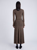 Proenza Schouler back image of model wearing Stina Knit Skirt in Geo Knits in BROWN/BLACK