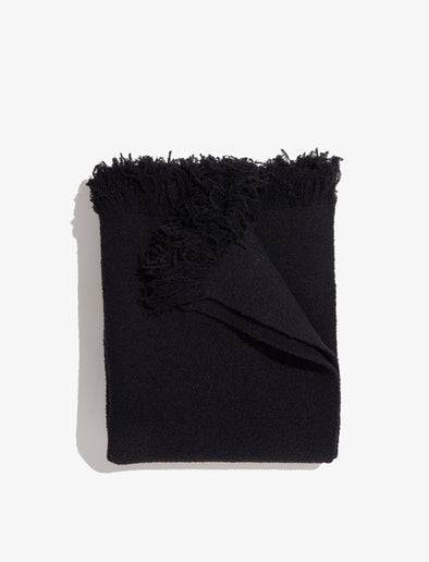 Folded image of Blanket Shawl In Textured Boucle Knit in Black