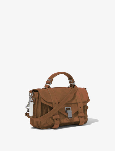 Side image of Suede PS1 Tiny Bag in WALNUT