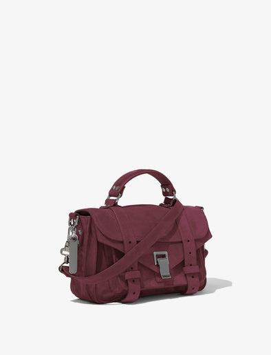 Side image of Suede PS1 Tiny Bag in BORDEAUX