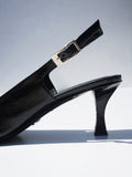 Proenza Schouler detail editorial image of Trap Slingback Pumps in BLACK