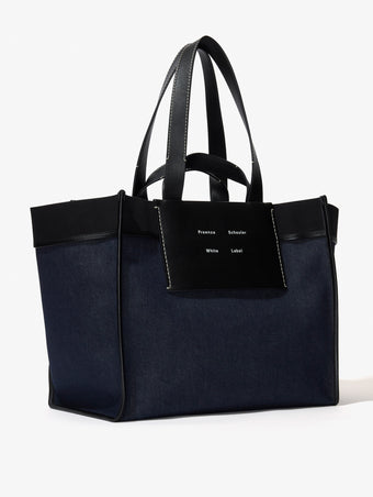 Side image of Large Morris Tote in Denim in indigo